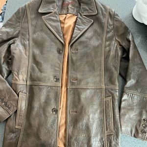 High quality real leather men’s brown medium coat jacket Rague Reilly olmens